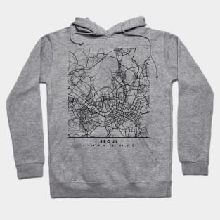 SEOUL SOUTH KOREA BLACK CITY STREET MAP ART Hoodie